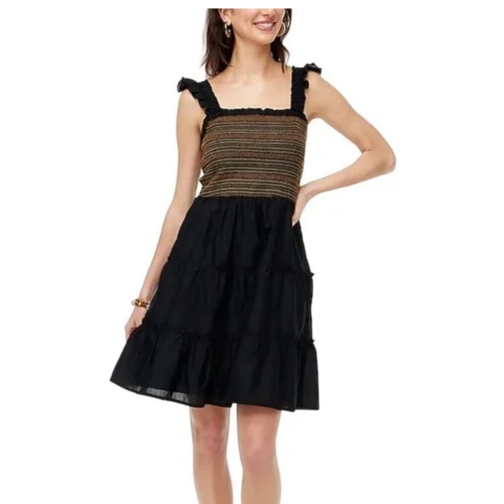 J. Crew Black Sleeveless Square Neck Mini Dress